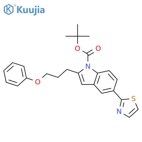 1H-Indole-1-carboxylic acid, 2-(3-phenoxypropyl)-5-(2-thiazolyl)-, 1,1-dimethylethyl ester structure