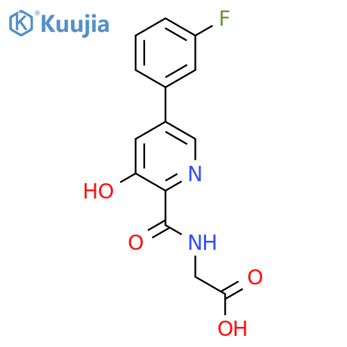 N-((5-(3-Fluorophenyl)-3-hydroxy-2-pyridinyl)carbonyl)glycine structure