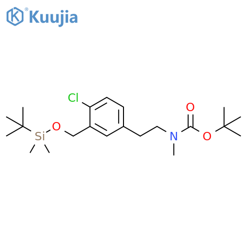 {2-[3-(tert-butyl-dimethyl-silanyloxymethyl)-4-chloro-phenyl]-ethyl}-methyl-carbamic acid tert-butyl ester structure