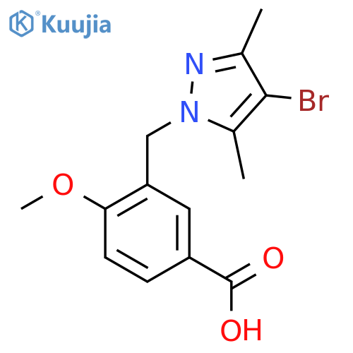 3-[(4-Bromo-3,5-dimethyl-1H-pyrazol-1-yl)methyl]-4-methoxybenzoic acid structure
