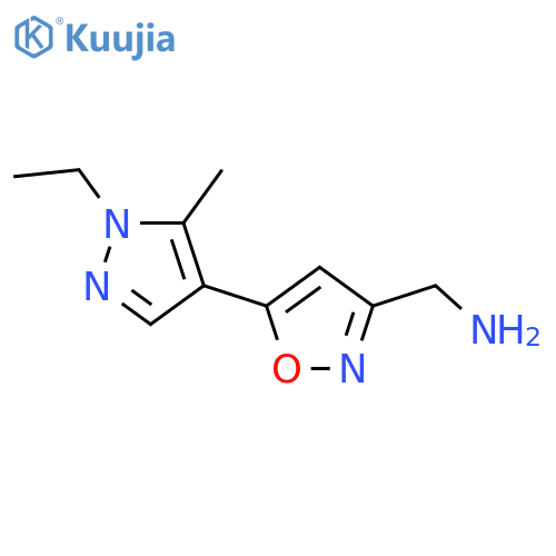 C-[5-(1-Ethyl-5-methyl-1H-pyrazol-4-yl)-isoxazol-3-yl]-methylamine structure