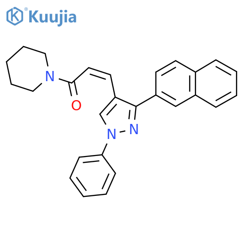 (2Z)-3-[3-(naphthalen-2-yl)-1-phenyl-1H-pyrazol-4-yl]-1-(piperidin-1-yl)prop-2-en-1-one structure