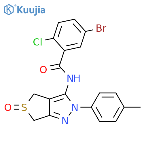 5-bromo-2-chloro-N-[2-(4-methylphenyl)-5-oxo-2H,4H,6H-5lambda4-thieno[3,4-c]pyrazol-3-yl]benzamide structure
