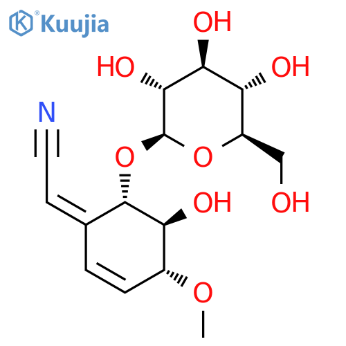 Acetonitrile,[(4R,5S,6S)-6-(b-D-glucopyranosyloxy)-5-hydroxy-4-methoxy-2-cyclohexen-1-ylidene]-,(2Z)- (9CI) structure