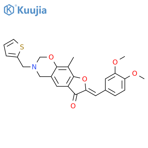 (5Z)-5-[(3,4-dimethoxyphenyl)methylidene]-2-methyl-11-[(thiophen-2-yl)methyl]-4,13-dioxa-11-azatricyclo[7.4.0.0^{3,7}]trideca-1(9),2,7-trien-6-one structure