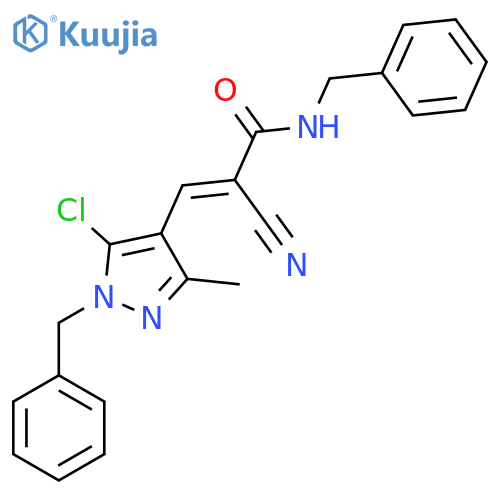 N-benzyl-3-(1-benzyl-5-chloro-3-methyl-1H-pyrazol-4-yl)-2-cyanoprop-2-enamide structure