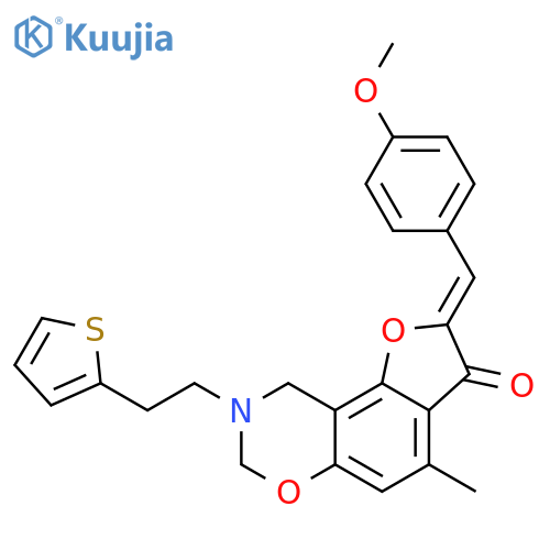 (4Z)-4-[(4-methoxyphenyl)methylidene]-7-methyl-12-[2-(thiophen-2-yl)ethyl]-3,10-dioxa-12-azatricyclo[7.4.0.0^{2,6}]trideca-1,6,8-trien-5-one structure