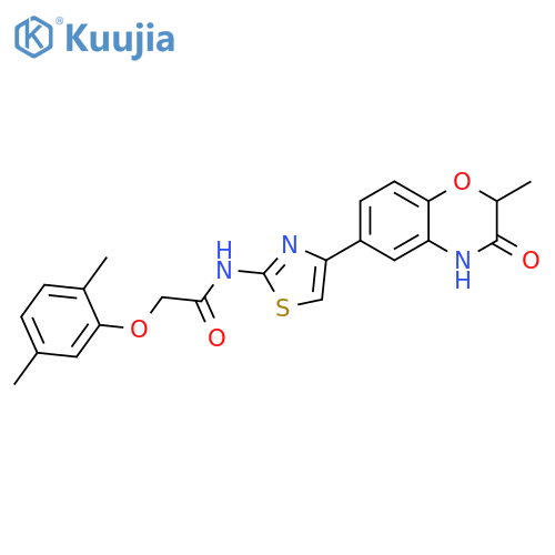 2-(2,5-dimethylphenoxy)-N-[4-(2-methyl-3-oxo-3,4-dihydro-2H-1,4-benzoxazin-6-yl)-1,3-thiazol-2-yl]acetamide structure