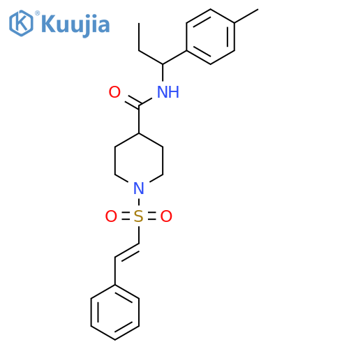 N-[1-(4-methylphenyl)propyl]-1-(2-phenylethenesulfonyl)piperidine-4-carboxamide structure