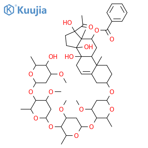 Pregn-5-en-20-one, 12-(benzoyloxy)-3-[(O-2,6-dideoxy-3-O-methyl-α-L-ribo-hexopyranosyl-(1→4)-O-2,6-dideoxy-3-O-methyl-β-D-ribo-hexopyranosyl-(1→4)-O-2,6-dideoxy-3-O-methyl-α-L-lyxo-hexopyranosyl-(1→4)-2,6-dideoxy-3-O-methyl-β-D-ribo-hexopyranosyl)oxy]-8,14,17-trihydroxy-, (3β,12β,14β,17α)- structure