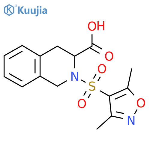 2-((3,5-Dimethylisoxazol-4-yl)sulfonyl)-1,2,3,4-tetrahydroisoquinoline-3-carboxylic acid structure