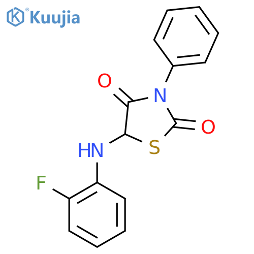 5-[(2-fluorophenyl)amino]-3-phenyl-1,3-thiazolidine-2,4-dione structure