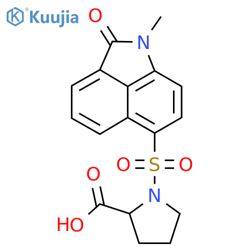1-({2-methyl-3-oxo-2-azatricyclo[6.3.1.0^{4,12}]dodeca-1(12),4,6,8,10-pentaen-9-yl}sulfonyl)pyrrolidine-2-carboxylic acid structure