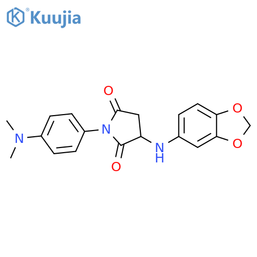 3-[(2H-1,3-benzodioxol-5-yl)amino]-1-[4-(dimethylamino)phenyl]pyrrolidine-2,5-dione structure