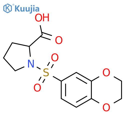 1-(2,3-dihydro-1,4-benzodioxine-6-sulfonyl)pyrrolidine-2-carboxylic acid structure
