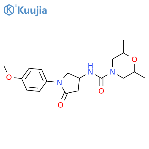 N-[1-(4-methoxyphenyl)-5-oxopyrrolidin-3-yl]-2,6-dimethylmorpholine-4-carboxamide structure