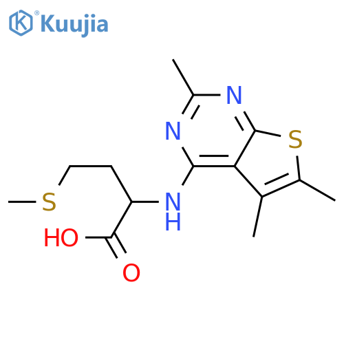 4-(methylsulfanyl)-2-({2,5,6-trimethylthieno[2,3-d]pyrimidin-4-yl}amino)butanoic acid structure