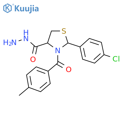2-(4-Chlorophenyl)-3-(4-methylbenzoyl)-1,3-thiazolane-4-carbohydrazide structure