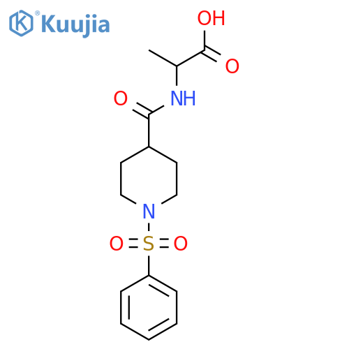 2-[[1-(Benzenesulfonyl)piperidine-4-carbonyl]amino]propanoic acid structure
