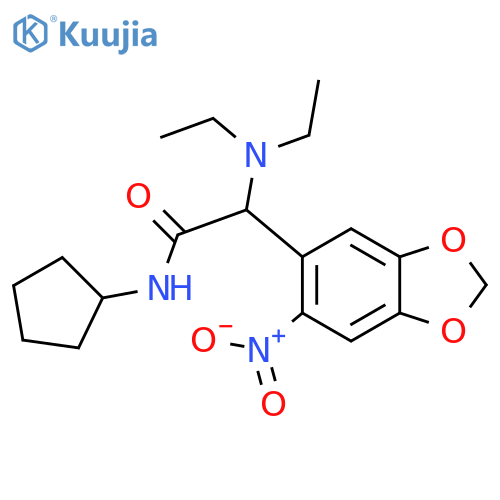 N-cyclopentyl-2-(diethylamino)-2-(6-nitro-2H-1,3-benzodioxol-5-yl)acetamide structure