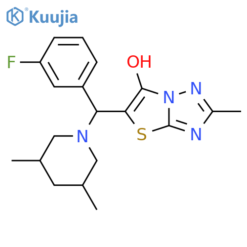 5-[(3,5-dimethylpiperidin-1-yl)(3-fluorophenyl)methyl]-2-methyl-[1,2,4]triazolo[3,2-b][1,3]thiazol-6-ol structure