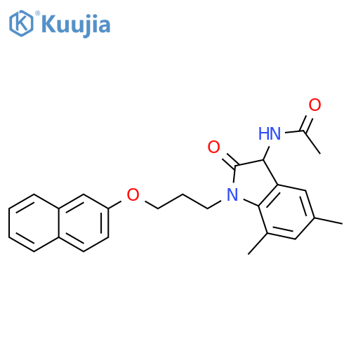 N-{5,7-dimethyl-1-[3-(naphthalen-2-yloxy)propyl]-2-oxo-2,3-dihydro-1H-indol-3-yl}acetamide structure