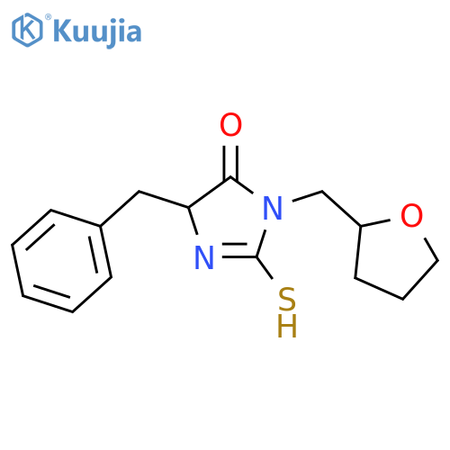 4-benzyl-1-(oxolan-2-yl)methyl-2-sulfanyl-4,5-dihydro-1H-imidazol-5-one structure
