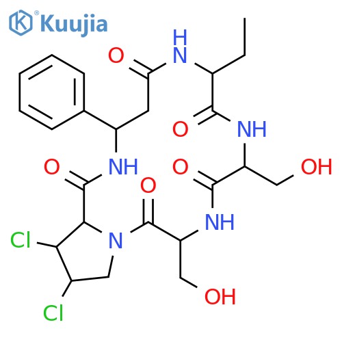 Cyclo(3-phenyl-b-alanyl-2-aminobutanoylserylseryl-3,4-dichloroprolyl)(9CI) structure