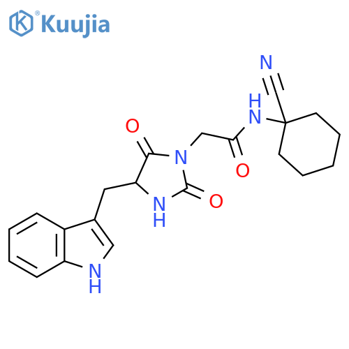 N-(1-cyanocyclohexyl)-2-[4-(1H-indol-3-ylmethyl)-2,5-dioxoimidazolidin-1-yl]acetamide structure