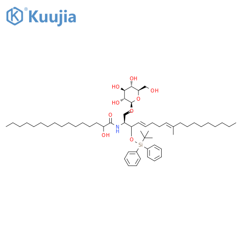 Hexadecanamide, N-[2-[[(1,1-dimethylethyl)diphenylsilyl]oxy]-1-[(β-D-glucopyranosyloxy)methyl]-8-methyl-3,7-heptadecadienyl]-2-hydroxy-, [1S-[1R*(S*),2S*,3E,7E]]- (9CI) structure