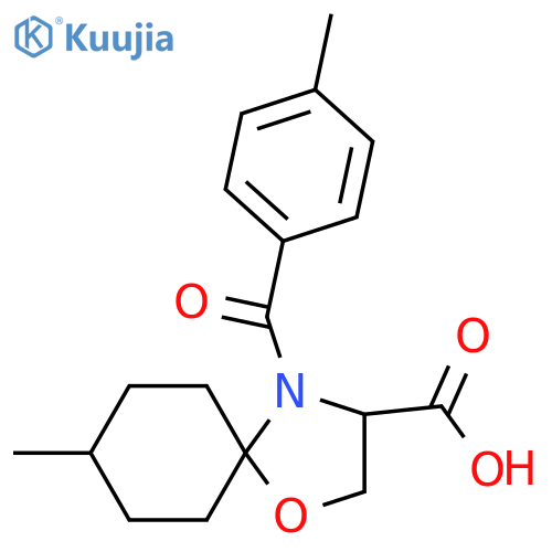 8-Methyl-4-(4-methylbenzoyl)-1-oxa-4-azaspiro[4.5]decane-3-carboxylic acid structure