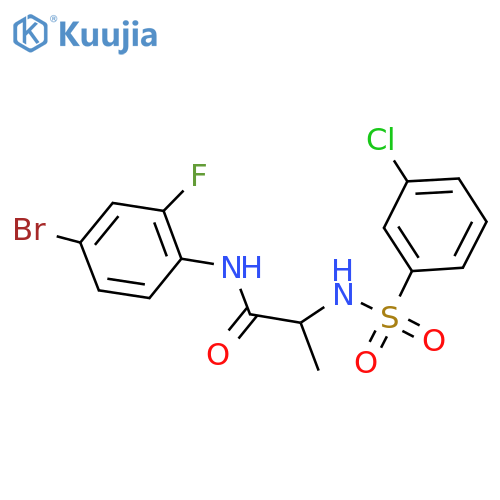 N-(4-bromo-2-fluorophenyl)-2-(3-chlorobenzenesulfonamido)propanamide structure