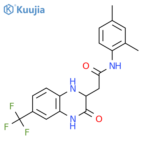 N-(2,4-dimethylphenyl)-2-[3-oxo-6-(trifluoromethyl)-1,2,3,4-tetrahydroquinoxalin-2-yl]acetamide structure