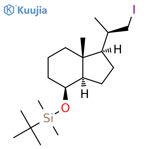 ({(1R,3aR,4S,7aR)-1-[(2S)-1-Iodo-2-propanyl]-7a-methyloctahydro-1H-inden-4-yl}oxy)(dimethyl)(2-methyl-2-propanyl)silane structure