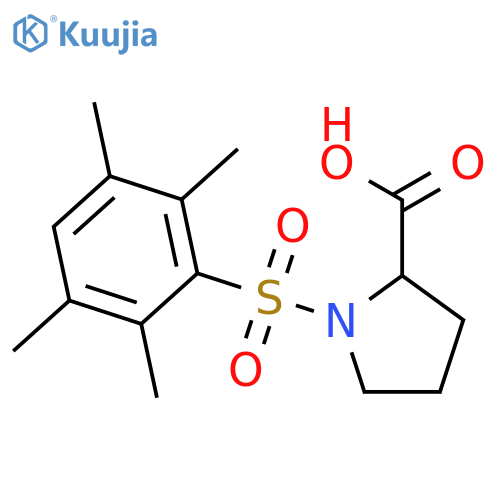 1-(2,3,5,6-tetramethylbenzenesulfonyl)pyrrolidine-2-carboxylic acid structure