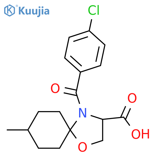 4-(4-Chlorobenzoyl)-8-methyl-1-oxa-4-azaspiro[4.5]decane-3-carboxylic acid structure