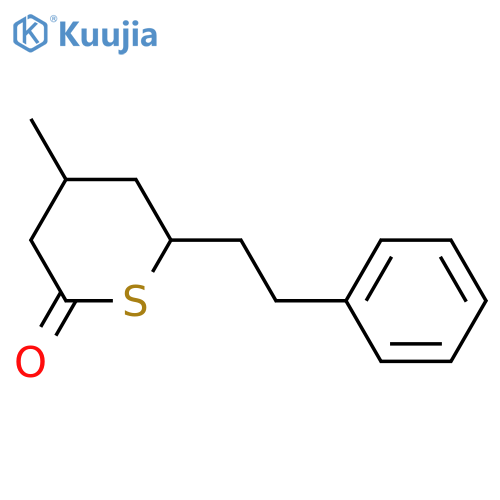 2H-Thiopyran-2-one, tetrahydro-4-methyl-6-(2-phenylethyl)- structure