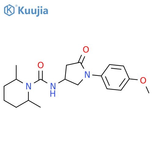 N-[1-(4-methoxyphenyl)-5-oxopyrrolidin-3-yl]-2,6-dimethylpiperidine-1-carboxamide structure