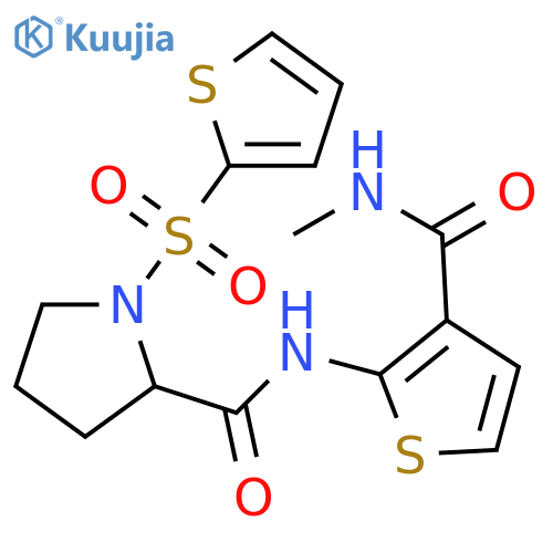 N-[3-(methylcarbamoyl)thiophen-2-yl]-1-(thiophene-2-sulfonyl)pyrrolidine-2-carboxamide structure