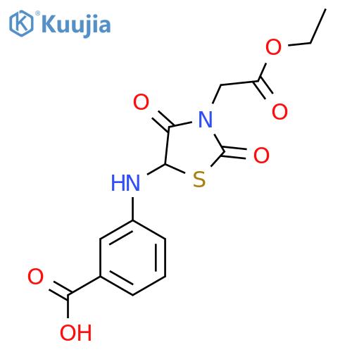 3-{[3-(2-ethoxy-2-oxoethyl)-2,4-dioxo-1,3-thiazolidin-5-yl]amino}benzoic acid structure