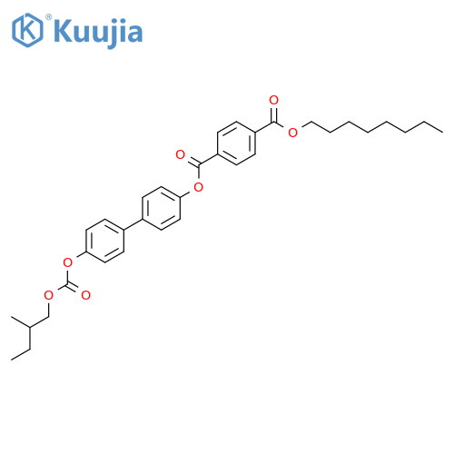 1,4-Benzenedicarboxylic acid, 4'-[[(2-methylbutoxy)carbonyl]oxy][1,1'-biphenyl]-4-yl octyl ester structure