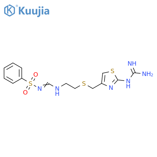 Benzenesulfonamide,N-[[[2-[[[2-[(aminoiminomethyl)amino]-4-thiazolyl]methyl]thio]ethyl]amino]methylene]- structure