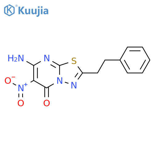 5H-1,3,4-Thiadiazolo[3,2-a]pyrimidin-5-one,7-amino-6-nitro-2-(2-phenylethyl)- structure