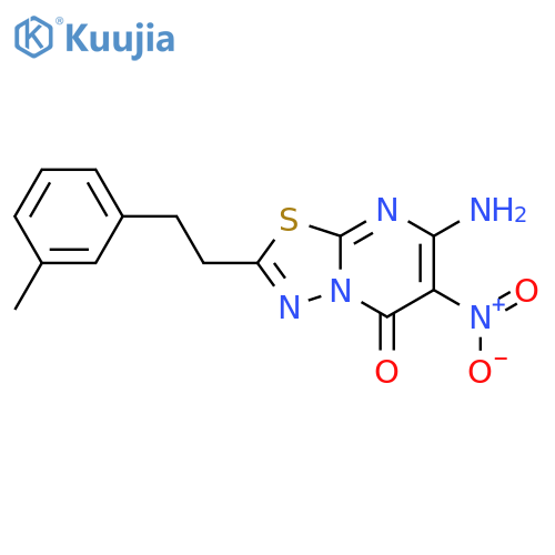 5H-1,3,4-Thiadiazolo[3,2-a]pyrimidin-5-one,7-amino-2-[2-(3-methylphenyl)ethyl]-6-nitro- structure