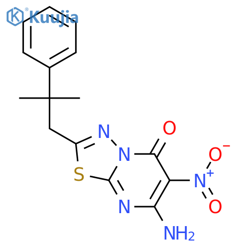 5H-1,3,4-Thiadiazolo[3,2-a]pyrimidin-5-one, 7-amino-2-(2-methyl-2-phenylpropyl)-6-nitro- structure