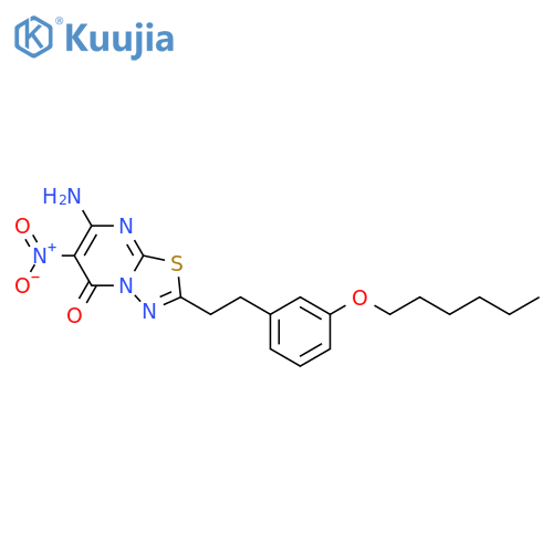 5H-1,3,4-Thiadiazolo[3,2-a]pyrimidin-5-one,7-amino-2-[2-[3-(hexyloxy)phenyl]ethyl]-6-nitro- structure