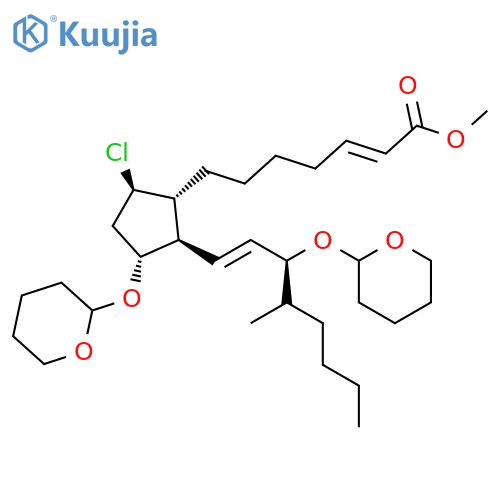Prosta-2,13-dien-1-oic acid, 9-chloro-16-methyl-11,15-bis[(tetrahydro-2H-pyran-2-yl)oxy]-, methyl ester, (2E,9b,11a,13E,15S)- structure