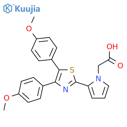 1H-Pyrrole-1-aceticacid, 2-[4,5-bis(4-methoxyphenyl)-2-thiazolyl]- structure
