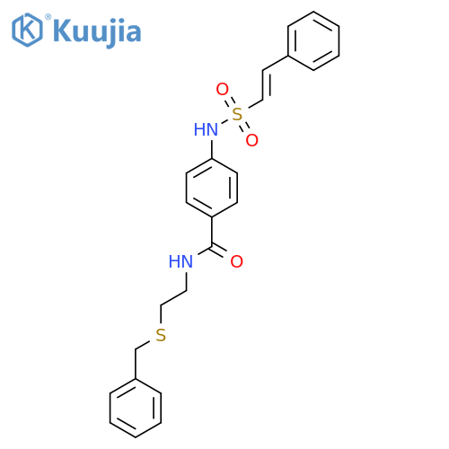 N-[2-(benzylsulfanyl)ethyl]-4-(2-phenylethenesulfonamido)benzamide structure