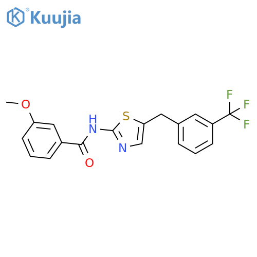 3-methoxy-N-(5-{3-(trifluoromethyl)phenylmethyl}-1,3-thiazol-2-yl)benzamide structure